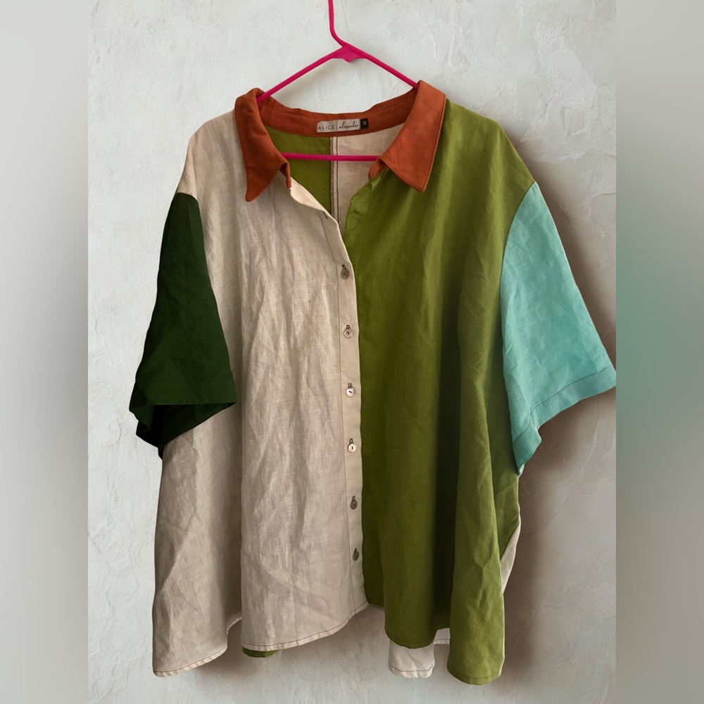 Alice Alexander Colorblock Button-Up Shirt